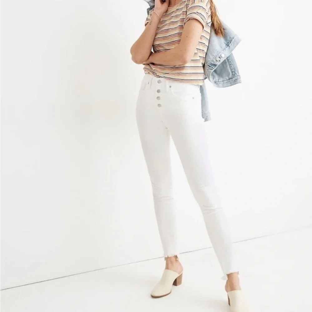 Madewell 10" High-Rise Skinny Jeans In Pure White: Step-Hem Edition